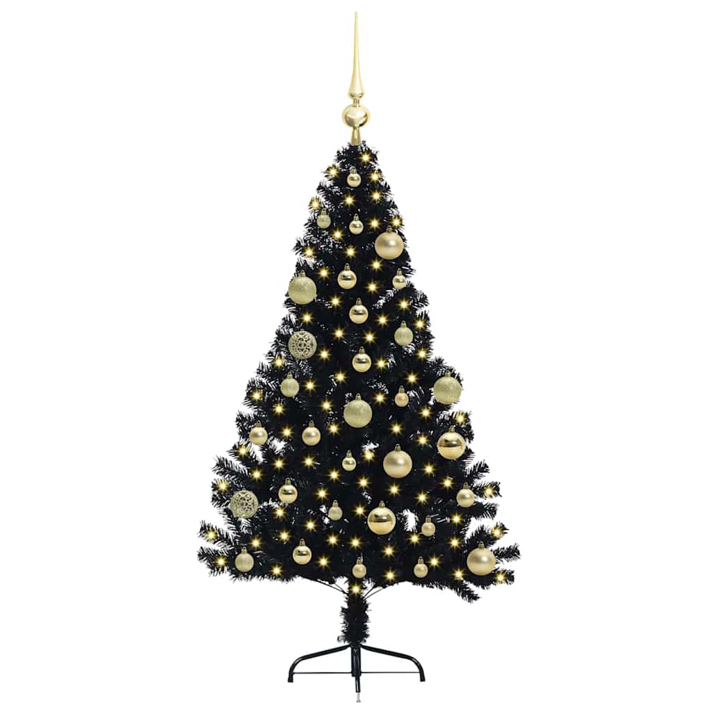 Artificial Pre-lit Christmas Tree Black 120 cm PVC