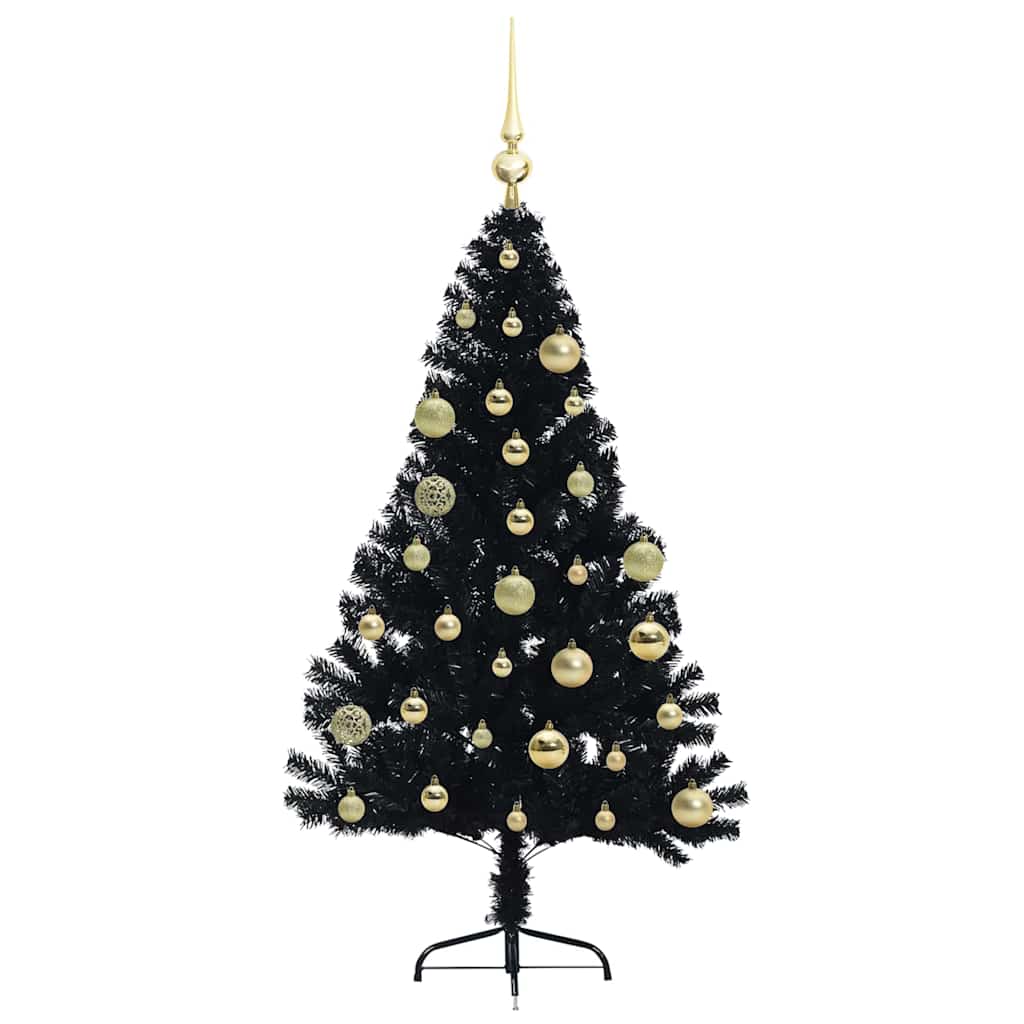 Artificial Pre-lit Christmas Tree Black 120 cm PVC