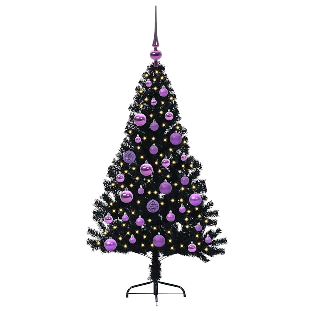 Artificial Pre-lit Christmas Tree Black 120 cm PVC