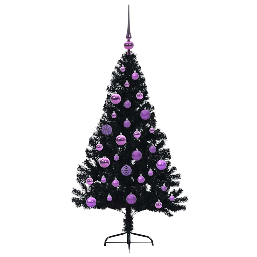 Artificial Pre-lit Christmas Tree Black 120 cm PVC