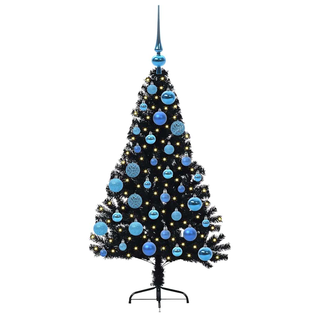 Artificial Pre-lit Christmas Tree Black 120 cm PVC