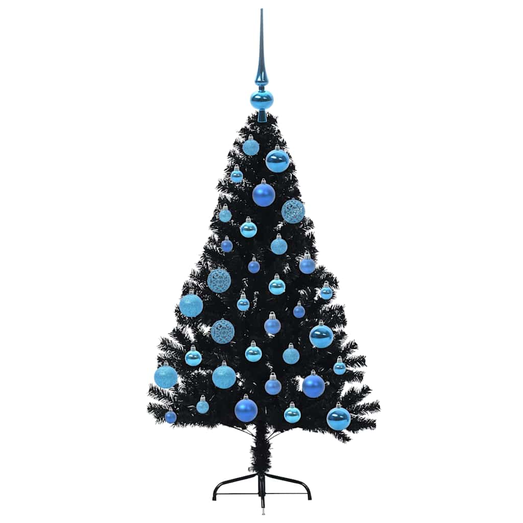 Artificial Pre-lit Christmas Tree Black 120 cm PVC