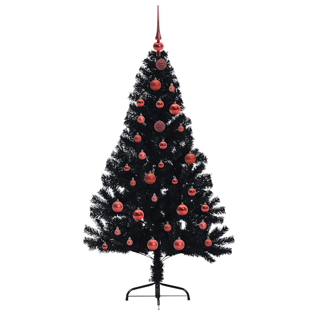 Artificial Pre-lit Christmas Tree Black 150 cm PVC