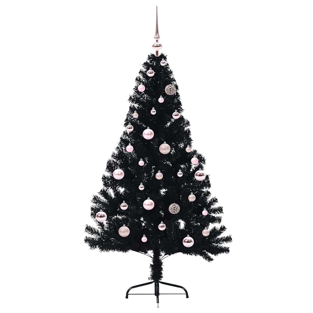 Artificial Pre-lit Christmas Tree Black 150 cm PVC