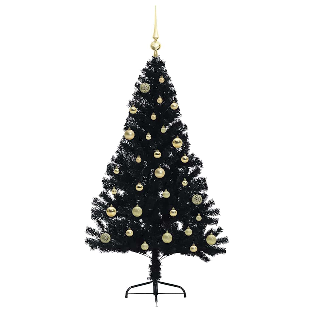 Artificial Pre-lit Christmas Tree Black 150 cm PVC