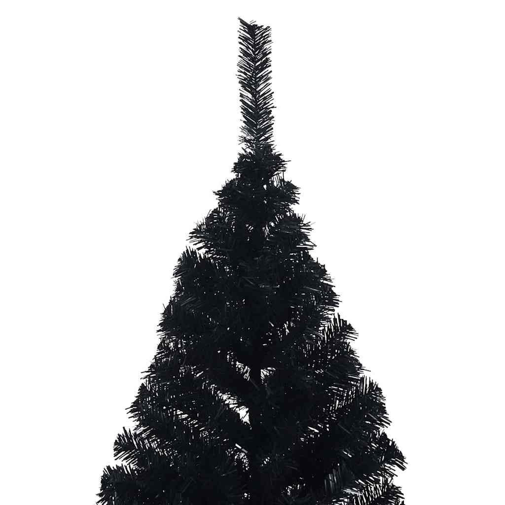 Artificial Pre-lit Christmas Tree Black 180 cm PVC