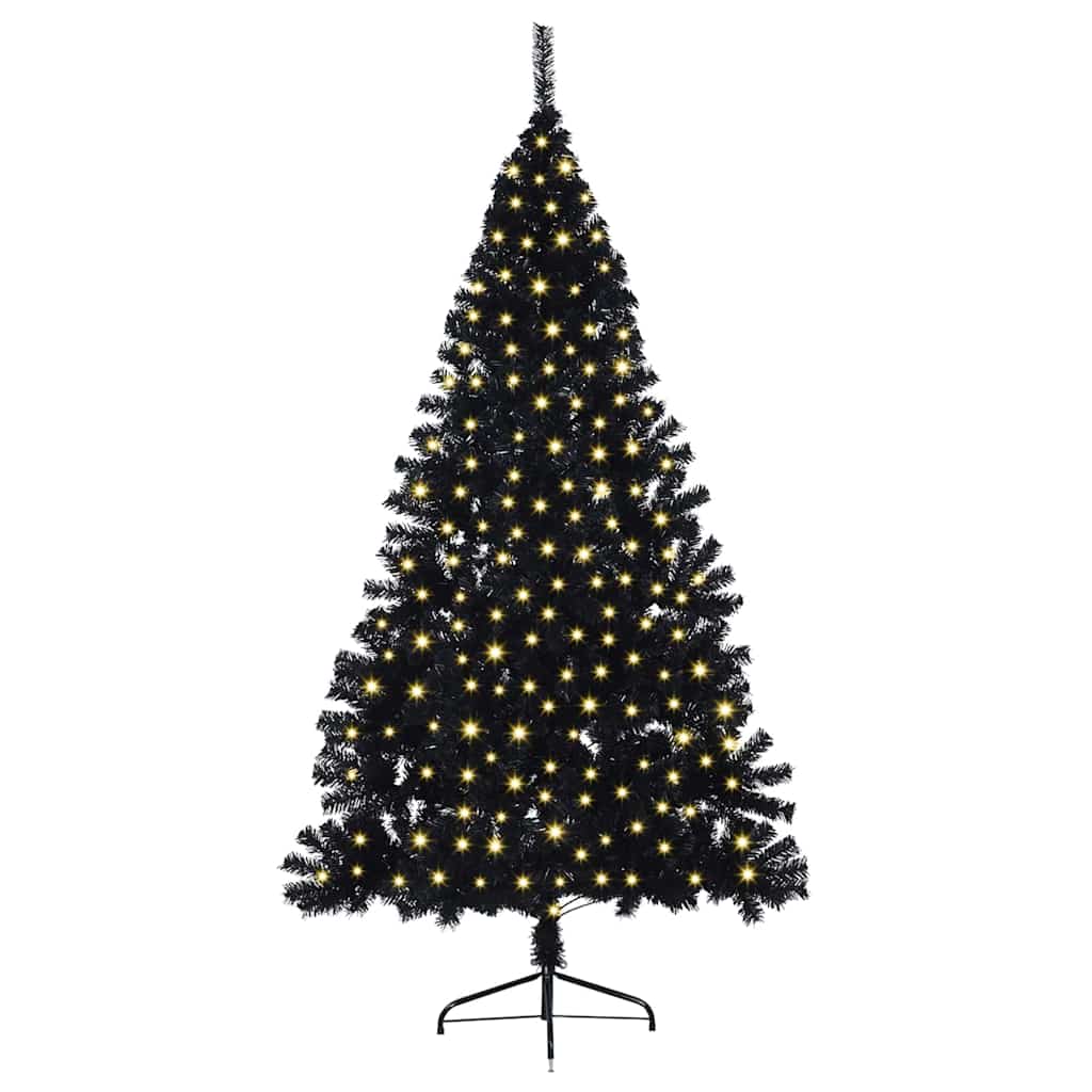Artificial Pre-lit Christmas Tree Black 180 cm PVC