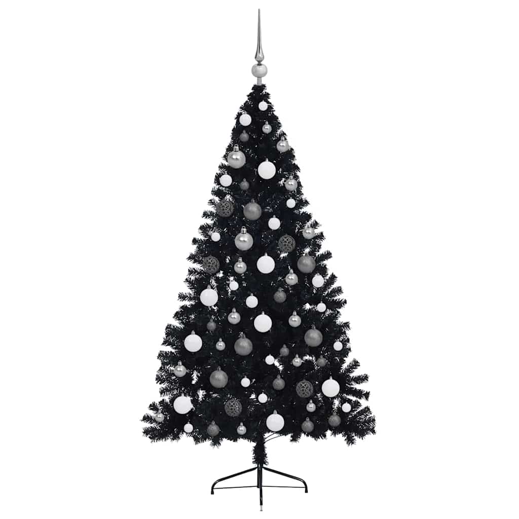 Artificial Pre-lit Christmas Tree Black 180 cm PVC