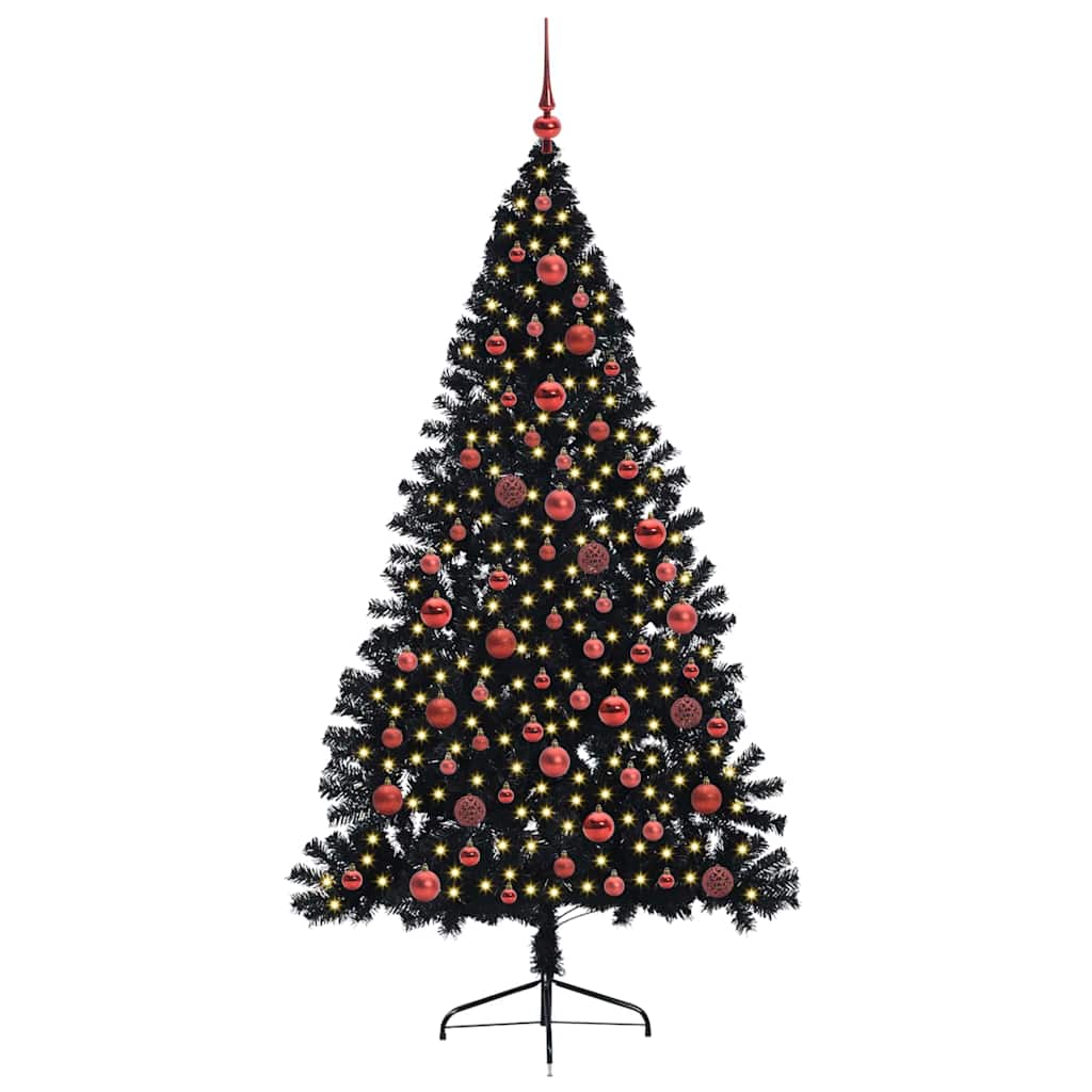 Artificial Pre-lit Christmas Tree Black 180 cm PVC