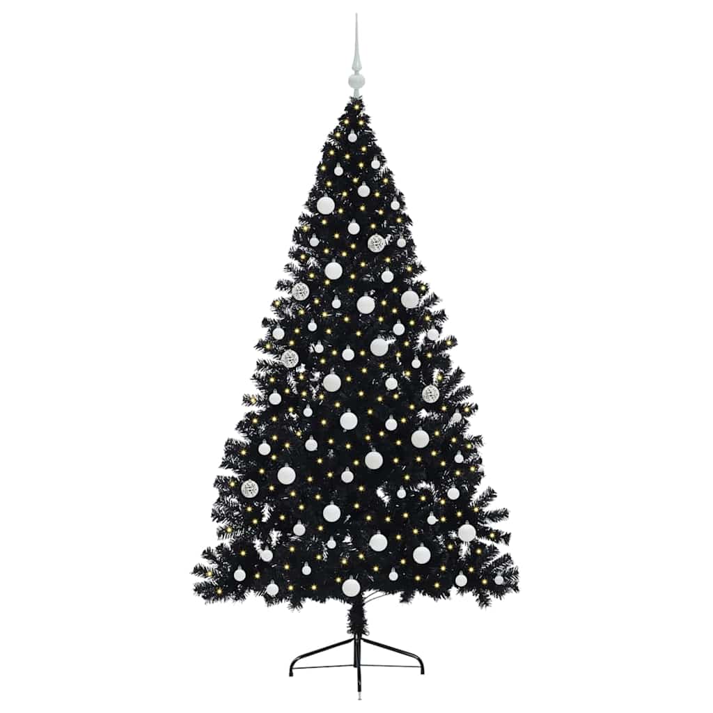 Artificial Pre-lit Christmas Tree Black 180 cm PVC