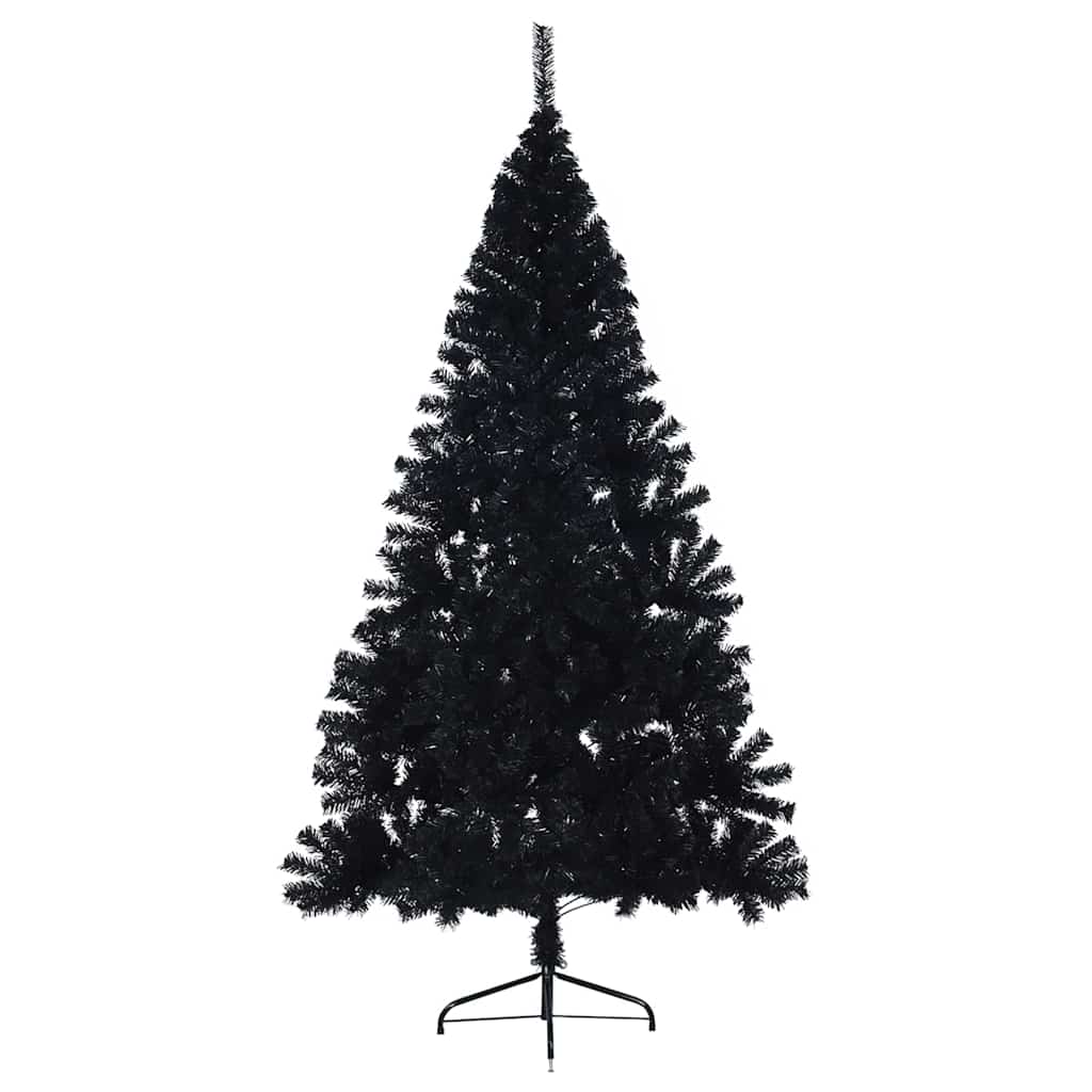 Artificial Pre-lit Christmas Tree Black 180 cm PVC
