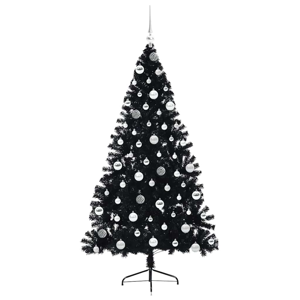 Artificial Pre-lit Christmas Tree Black 180 cm PVC