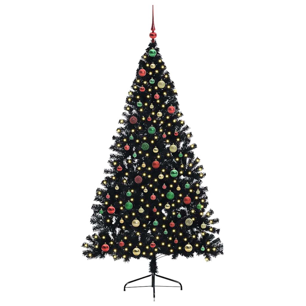 Artificial Pre-lit Christmas Tree Black 180 cm PVC