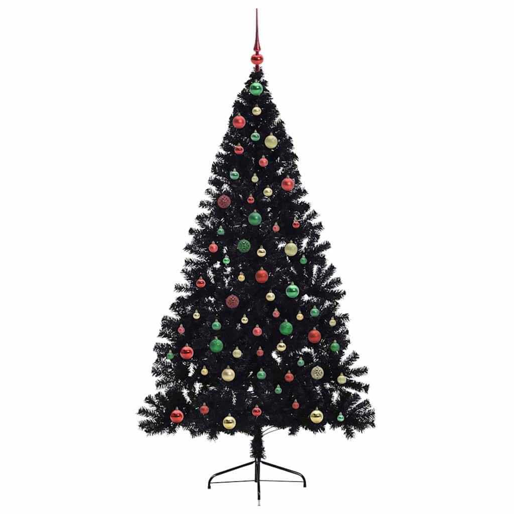Artificial Pre-lit Christmas Tree Black 180 cm PVC
