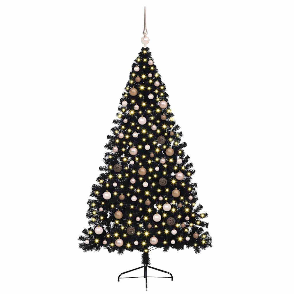 Artificial Pre-lit Christmas Tree Black 210 cm PVC