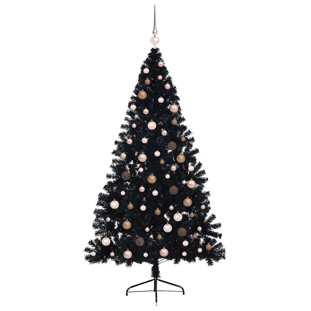 Artificial Pre-lit Christmas Tree Black 210 cm PVC