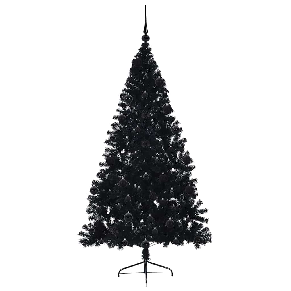 Artificial Pre-lit Christmas Tree Black 210 cm PVC