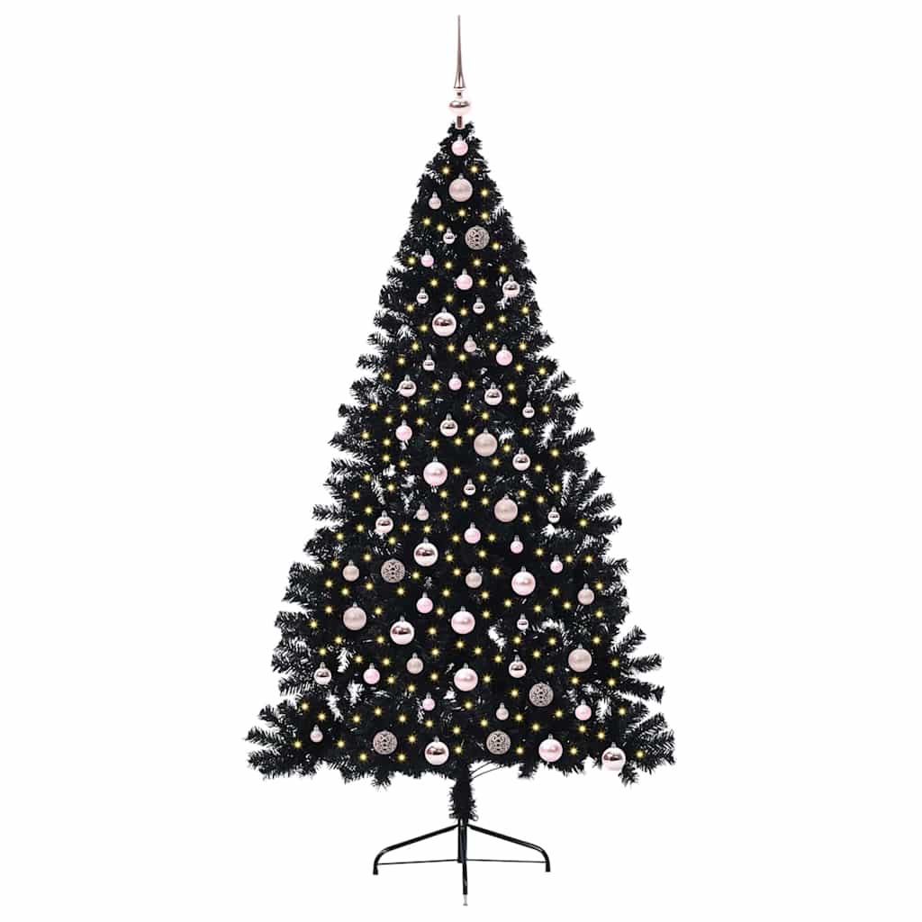 Artificial Pre-lit Christmas Tree Black 210 cm PVC