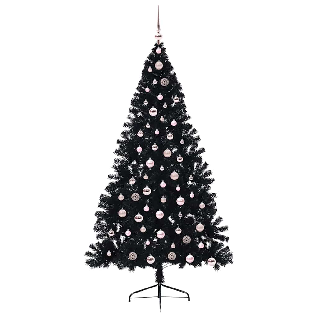 Artificial Pre-lit Christmas Tree Black 210 cm PVC