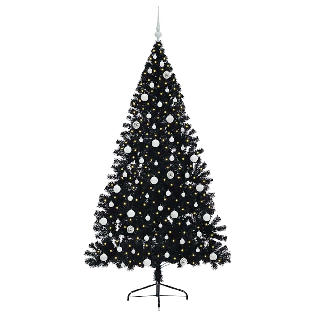 Artificial Pre-lit Christmas Tree Black 210 cm PVC