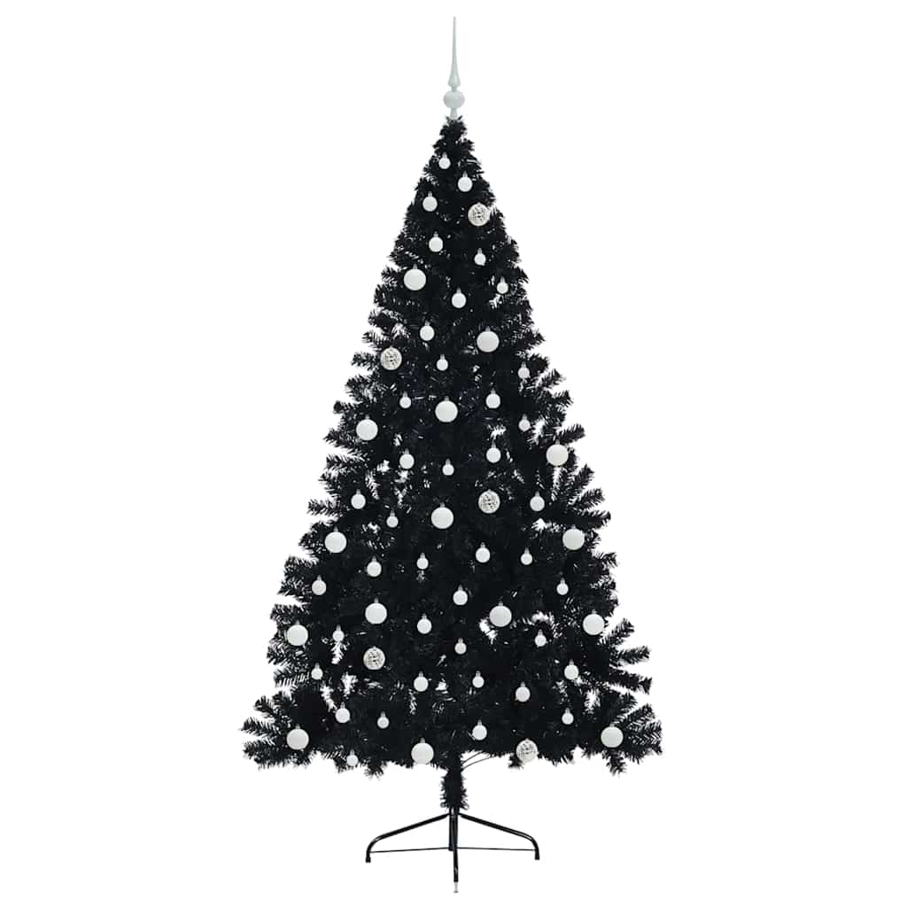 Artificial Pre-lit Christmas Tree Black 210 cm PVC