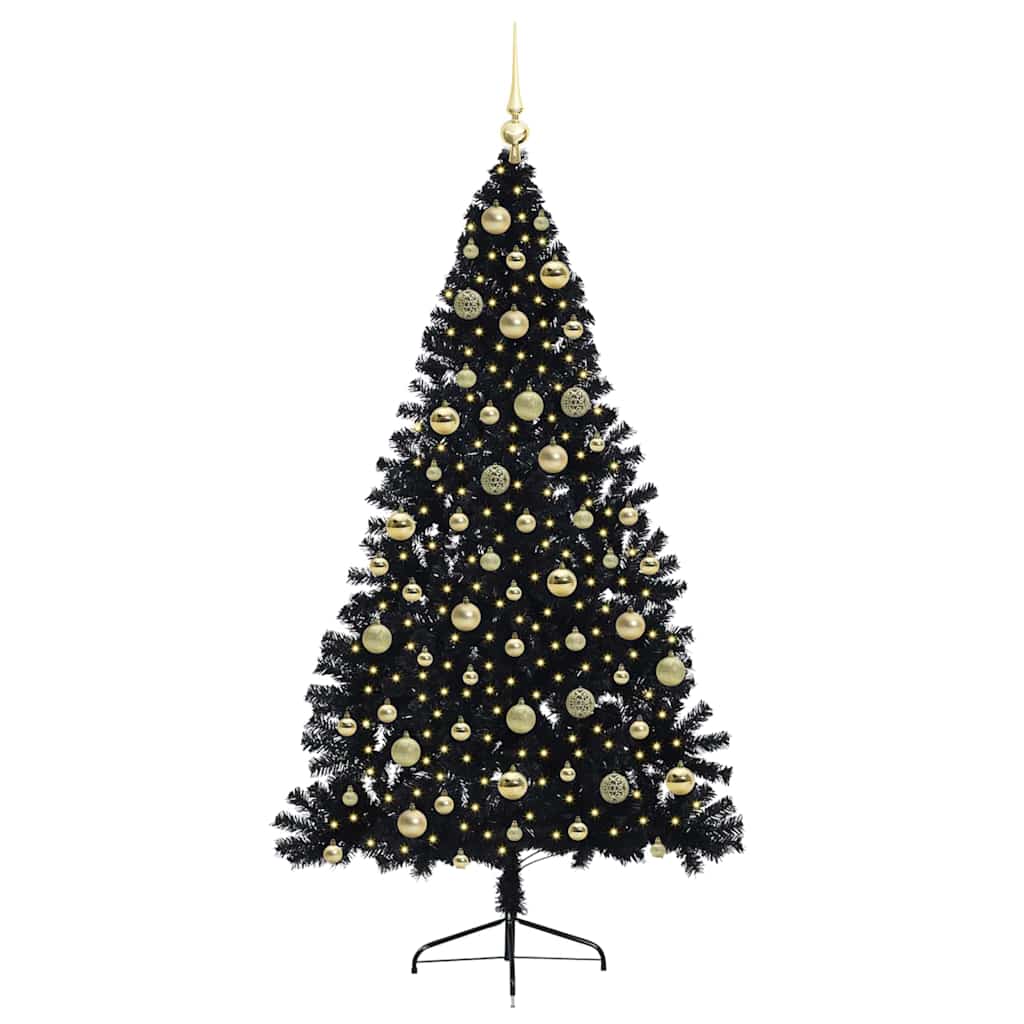 Artificial Pre-lit Christmas Tree Black 210 cm PVC