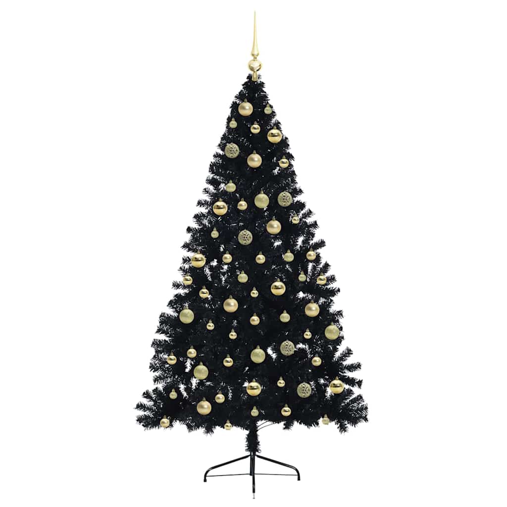 Artificial Pre-lit Christmas Tree Black 210 cm PVC