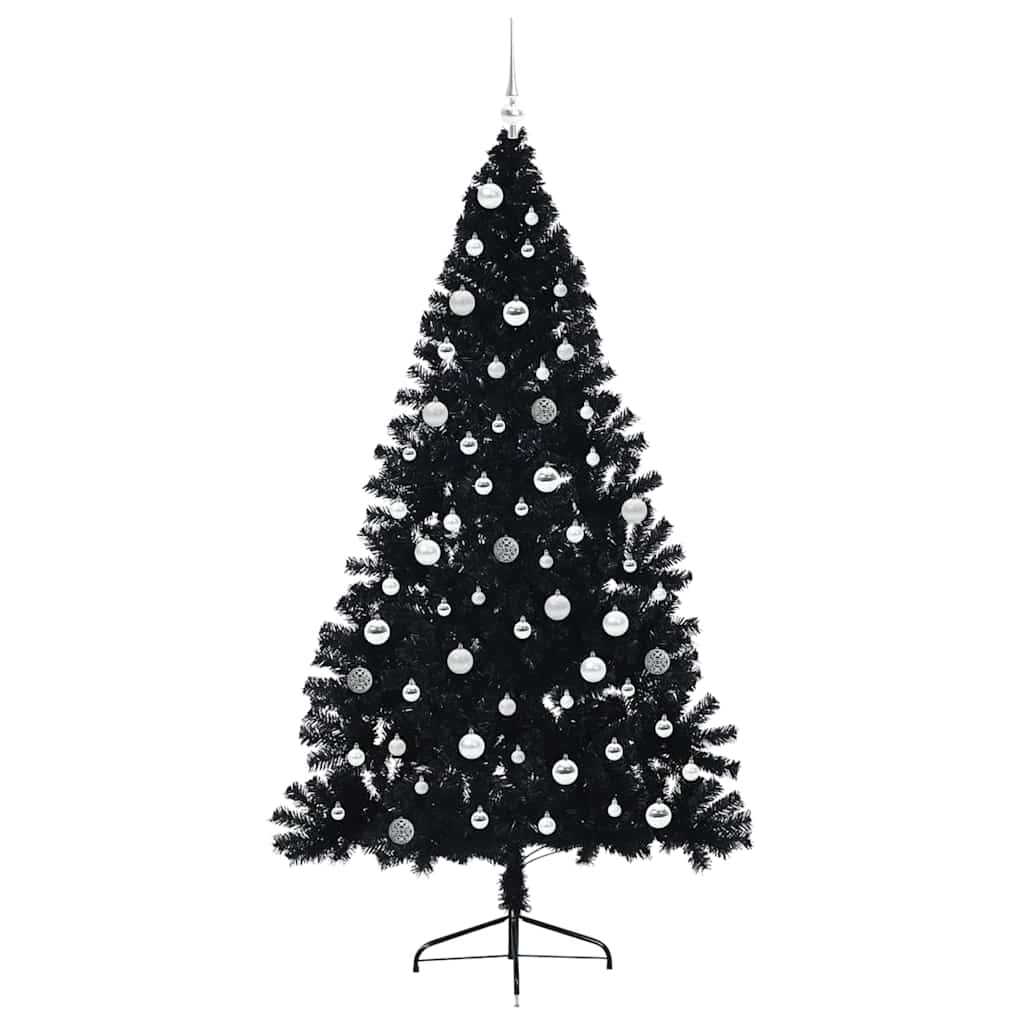 Artificial Pre-lit Christmas Tree Black 210 cm PVC