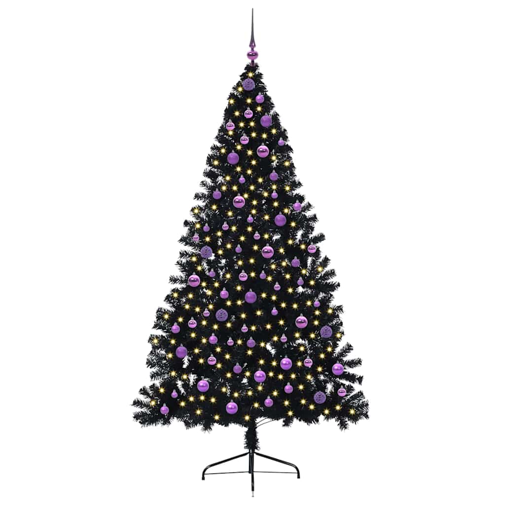 Artificial Pre-lit Christmas Tree Black 210 cm PVC