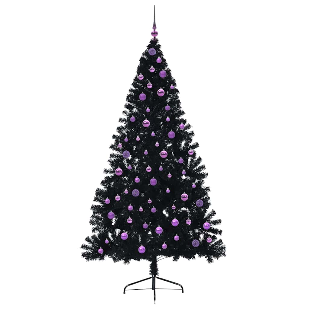 Artificial Pre-lit Christmas Tree Black 210 cm PVC