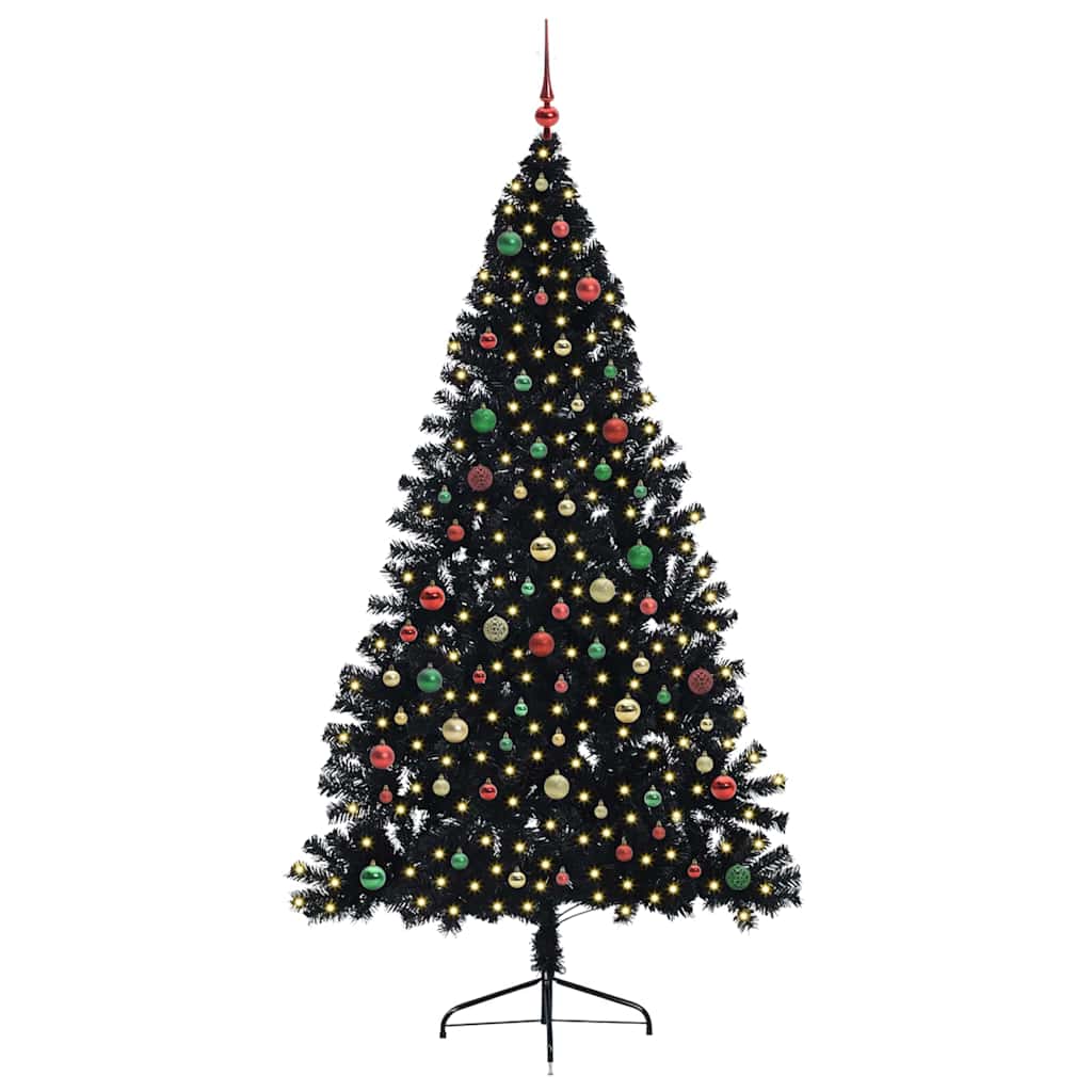 Artificial Pre-lit Christmas Tree Black 210 cm PVC
