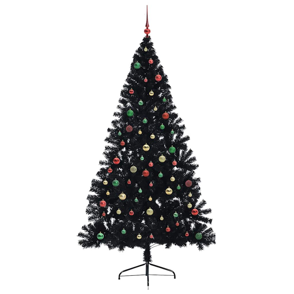 Artificial Pre-lit Christmas Tree Black 210 cm PVC
