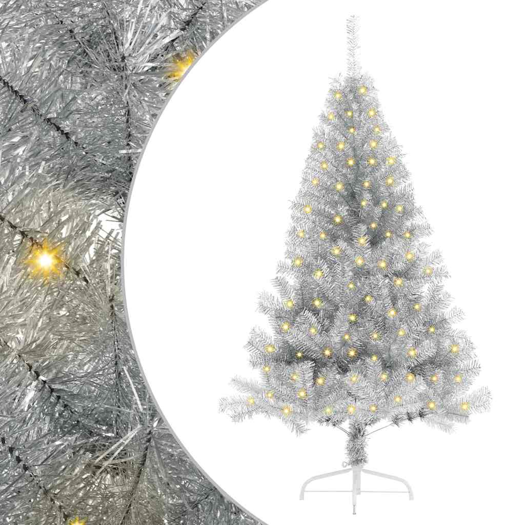 Artificial Pre-lit Christmas Tree Silver 120 cm PET
