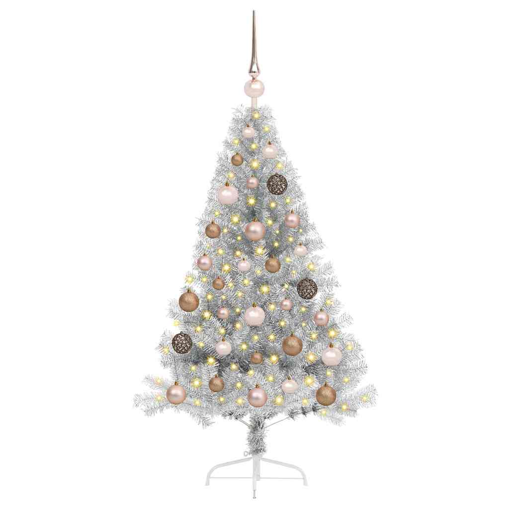Artificial Pre-lit Christmas Tree Silver 120 cm PET