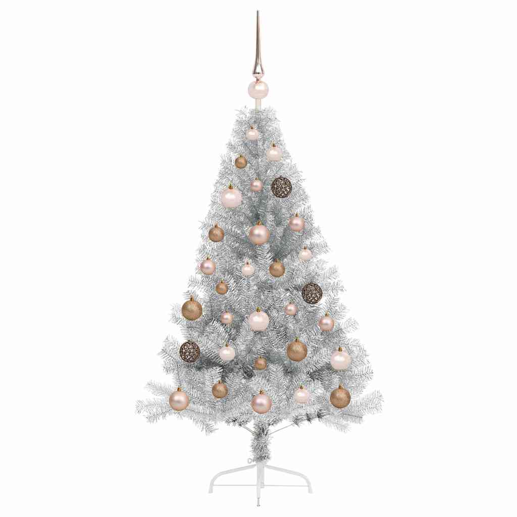 Artificial Pre-lit Christmas Tree Silver 120 cm PET