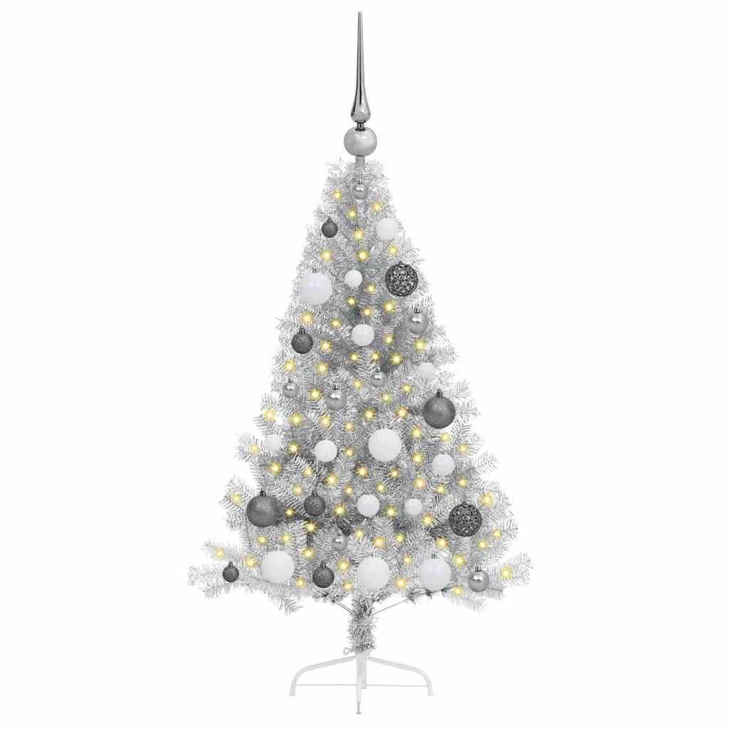 Artificial Pre-lit Christmas Tree Silver 120 cm PET