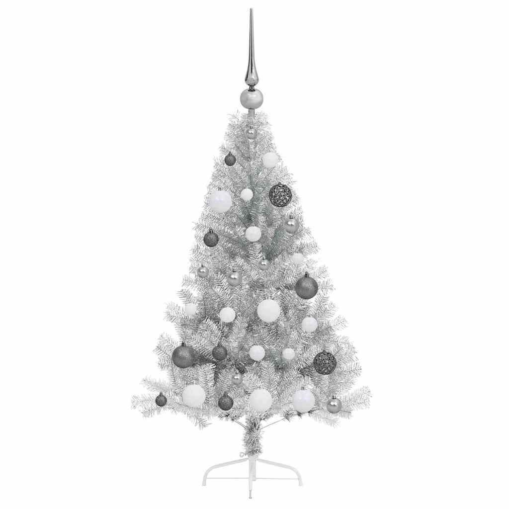 Artificial Pre-lit Christmas Tree Silver 120 cm PET
