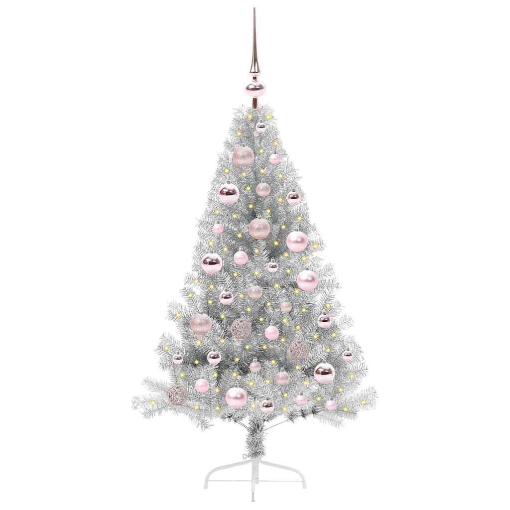 Artificial Pre-lit Christmas Tree Silver 120 cm PET