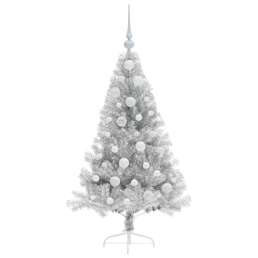 Artificial Pre-lit Christmas Tree Silver 120 cm PET