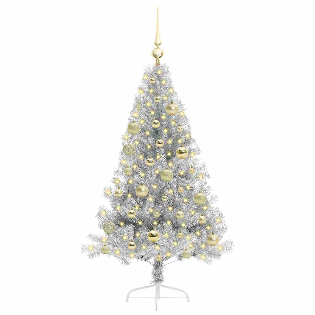 Artificial Pre-lit Christmas Tree Silver 120 cm PET