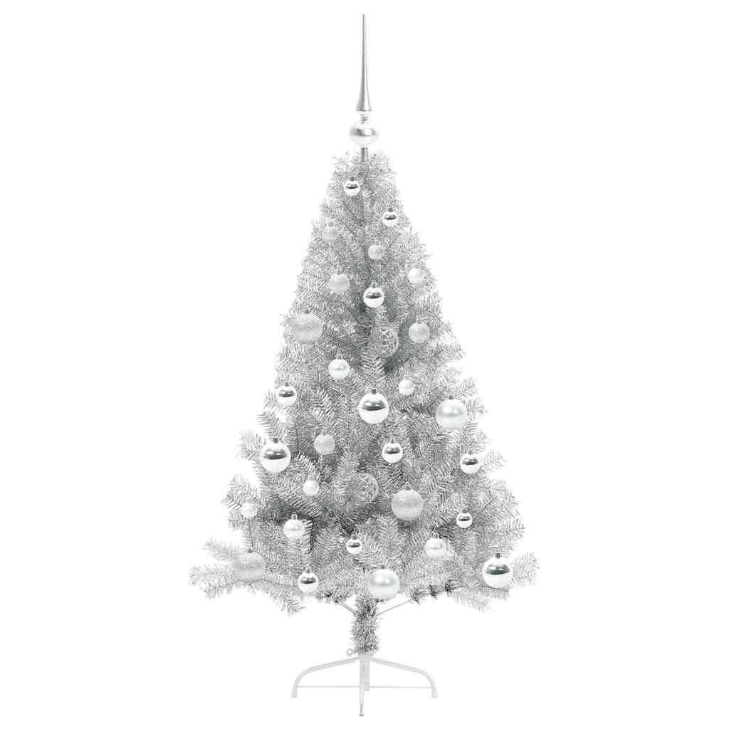 Artificial Pre-lit Christmas Tree Silver 120 cm PET