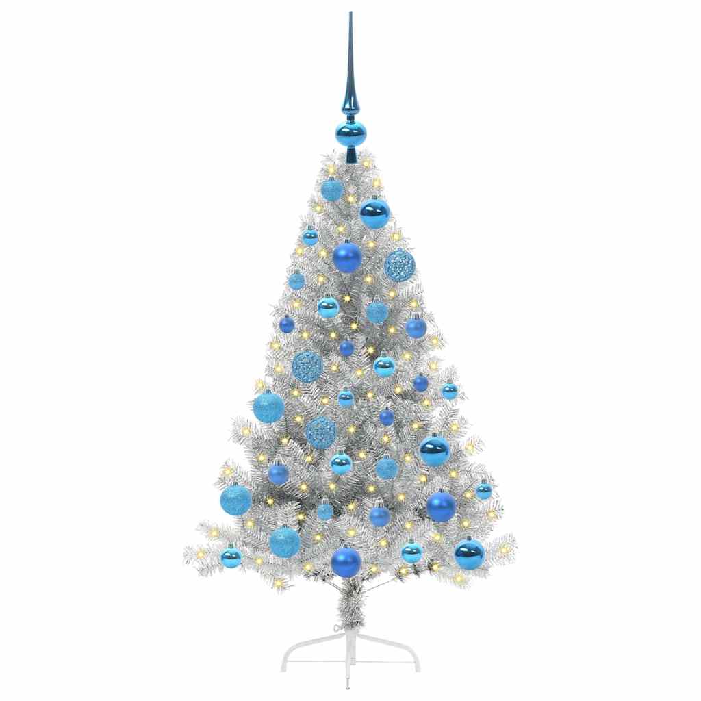 Artificial Pre-lit Christmas Tree Silver 120 cm PET