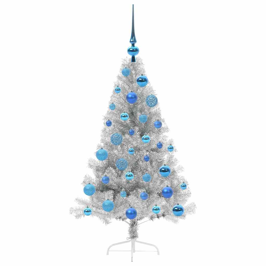 Artificial Pre-lit Christmas Tree Silver 120 cm PET