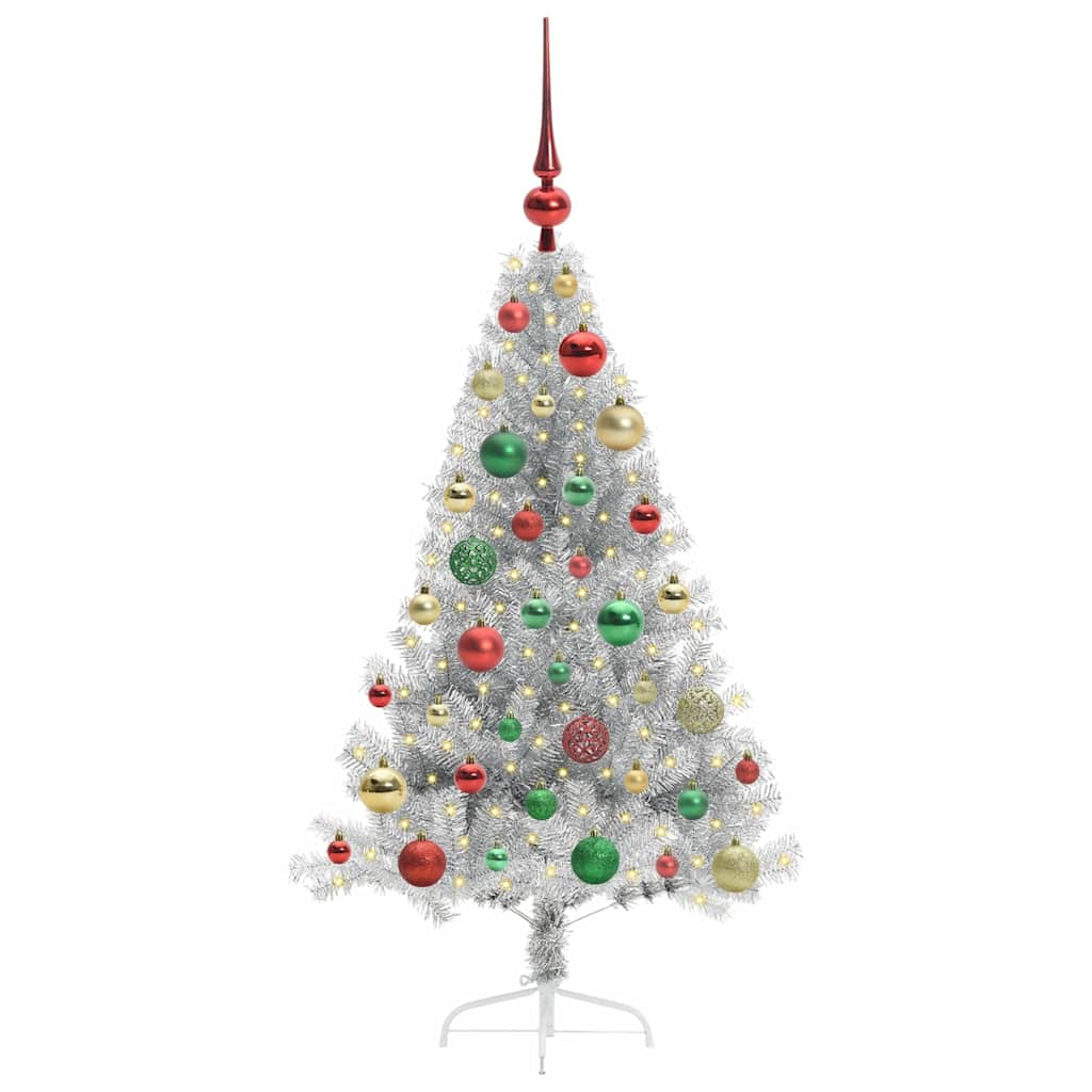 Artificial Pre-lit Christmas Tree Silver 120 cm PET