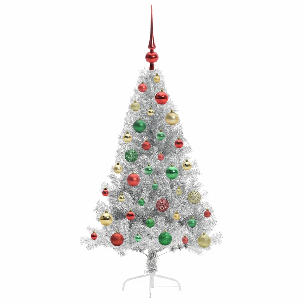 Artificial Pre-lit Christmas Tree Silver 120 cm PET