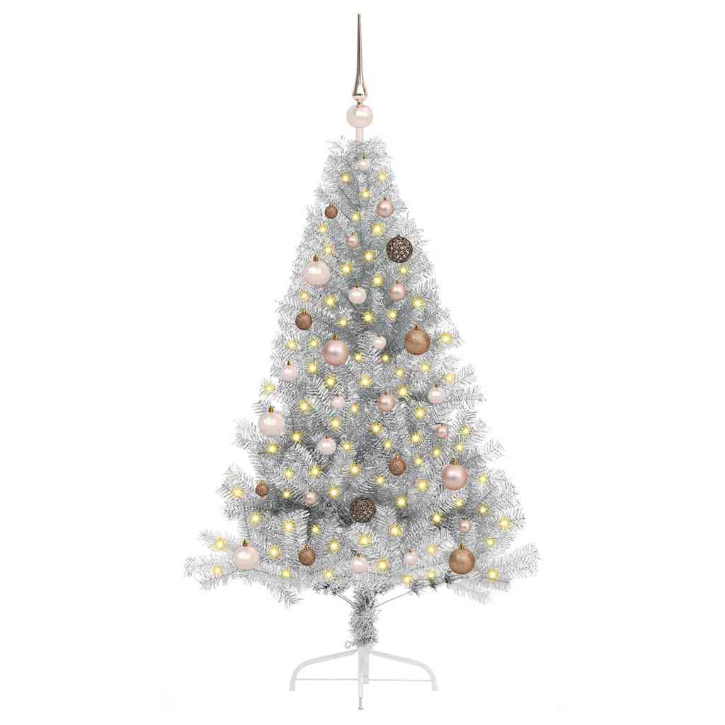 Artificial Pre-lit Christmas Tree Silver 150 cm PET