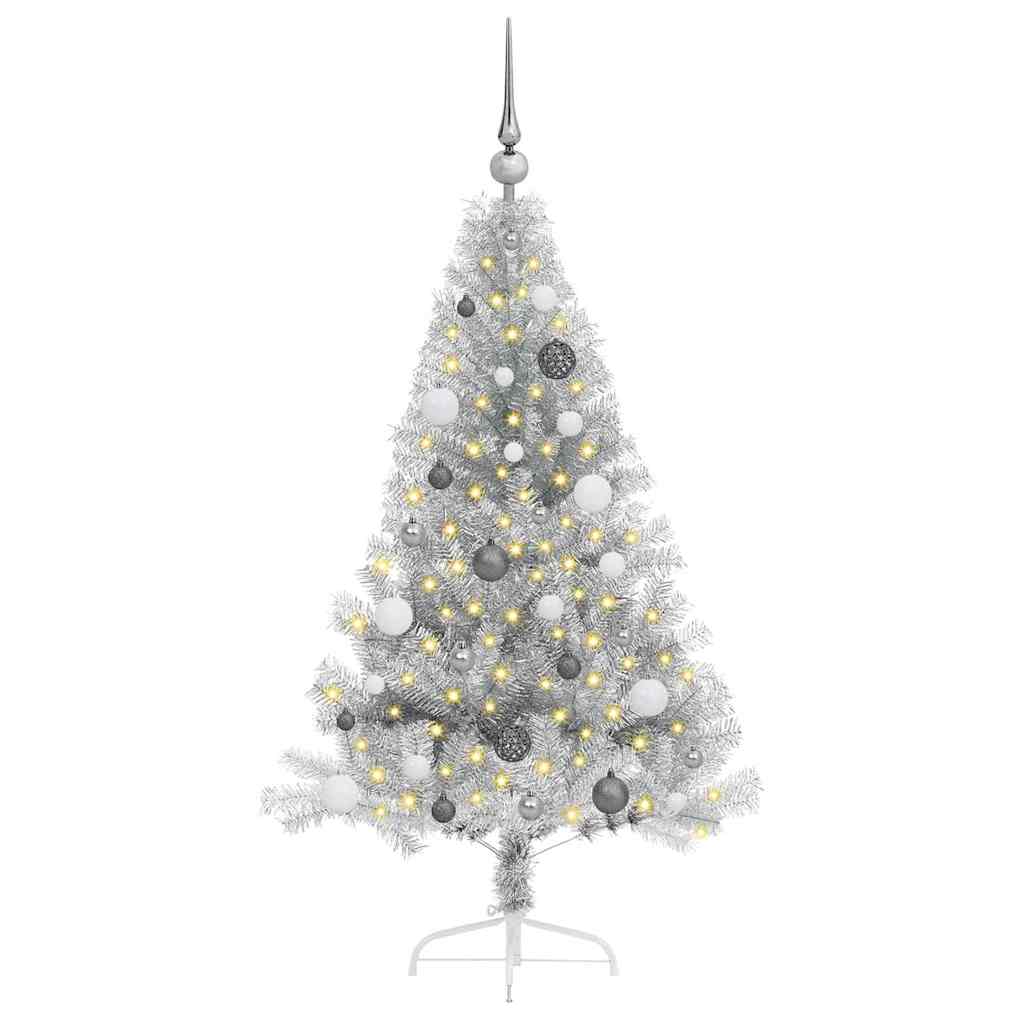 Artificial Pre-lit Christmas Tree Silver 150 cm PET