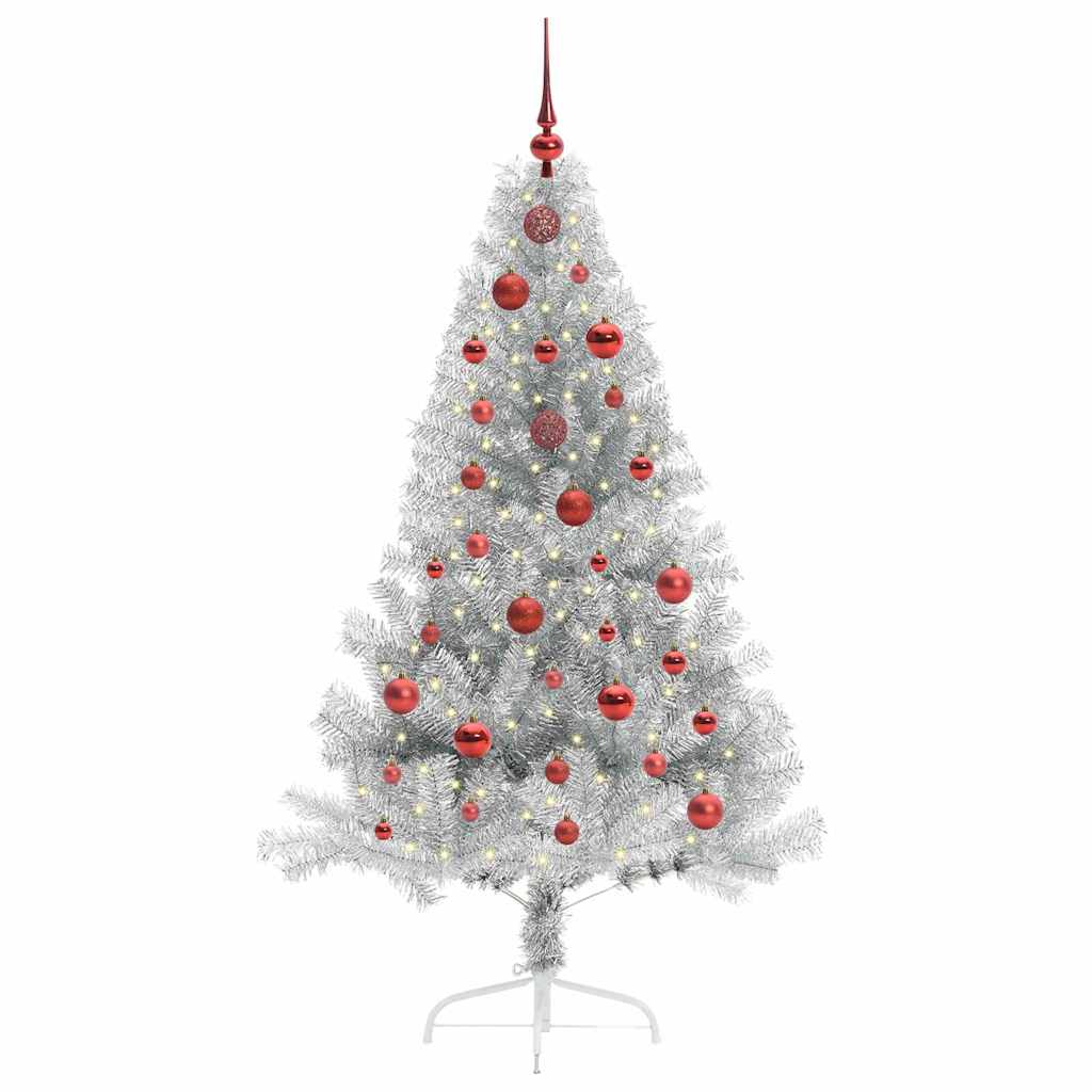Artificial Pre-lit Christmas Tree Silver 150 cm PET