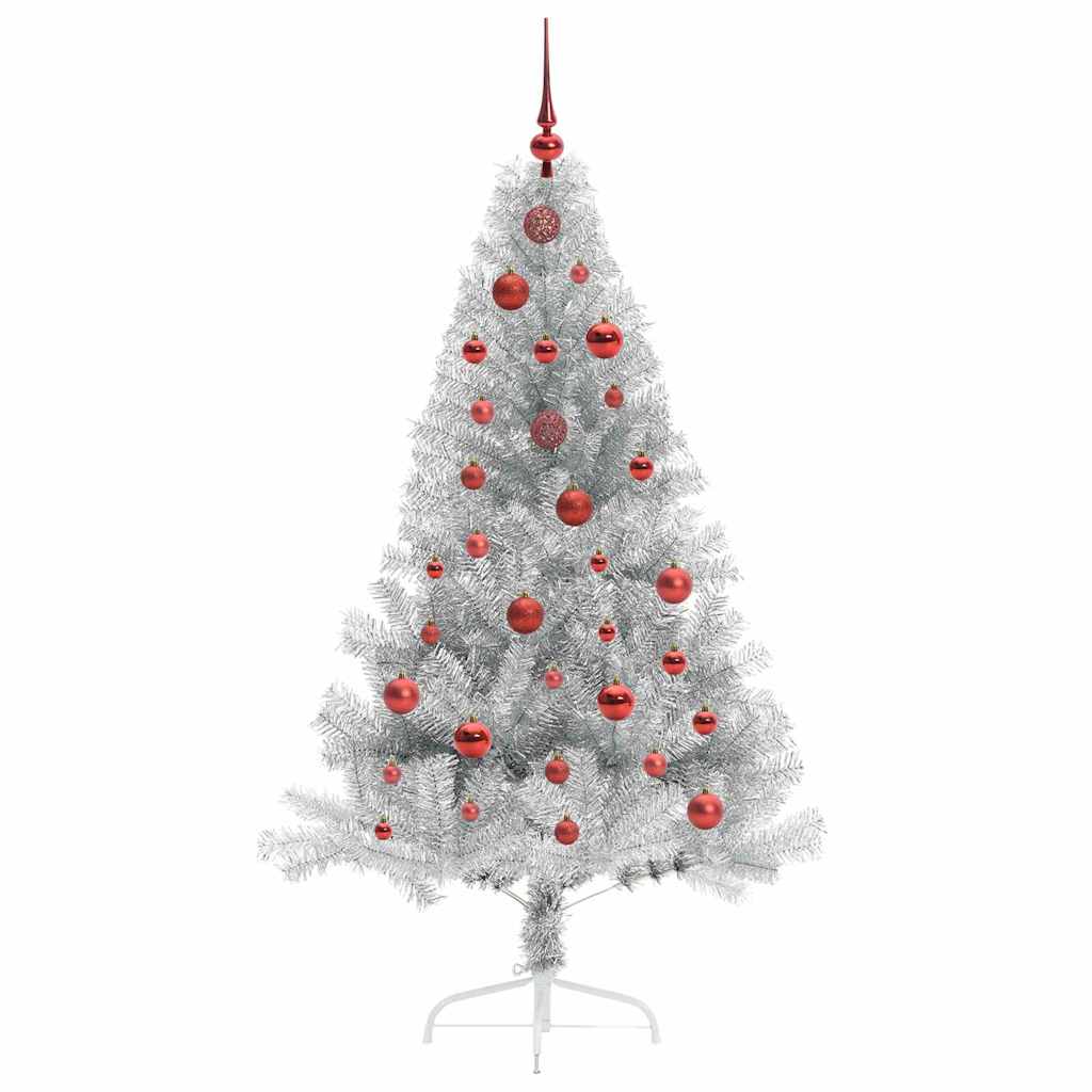 Artificial Pre-lit Christmas Tree Silver 150 cm PET