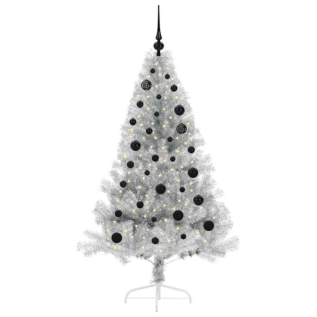 Artificial Pre-lit Christmas Tree Silver 150 cm PET